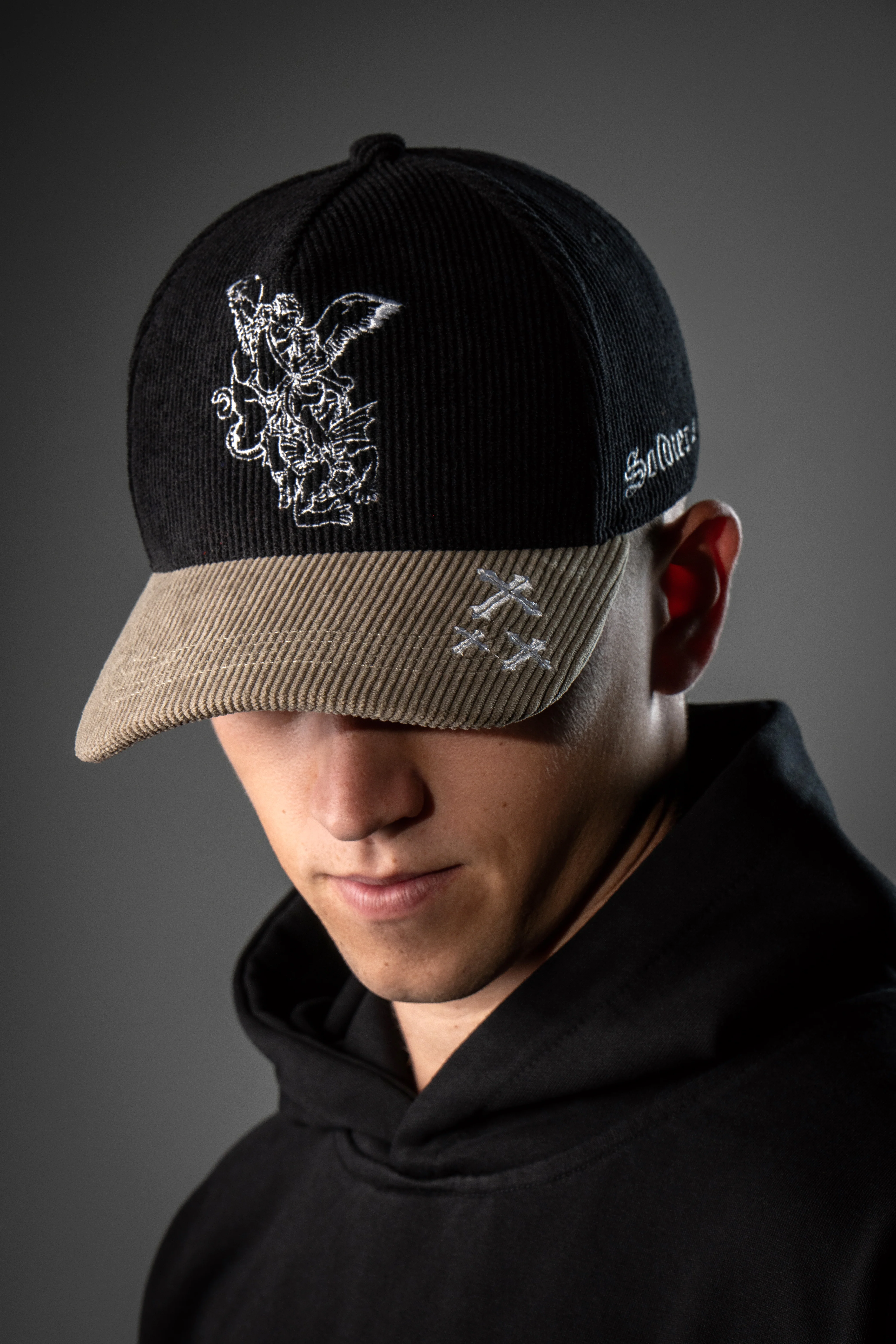 Archangel Michael Cap - Black and Cream - Image 5
