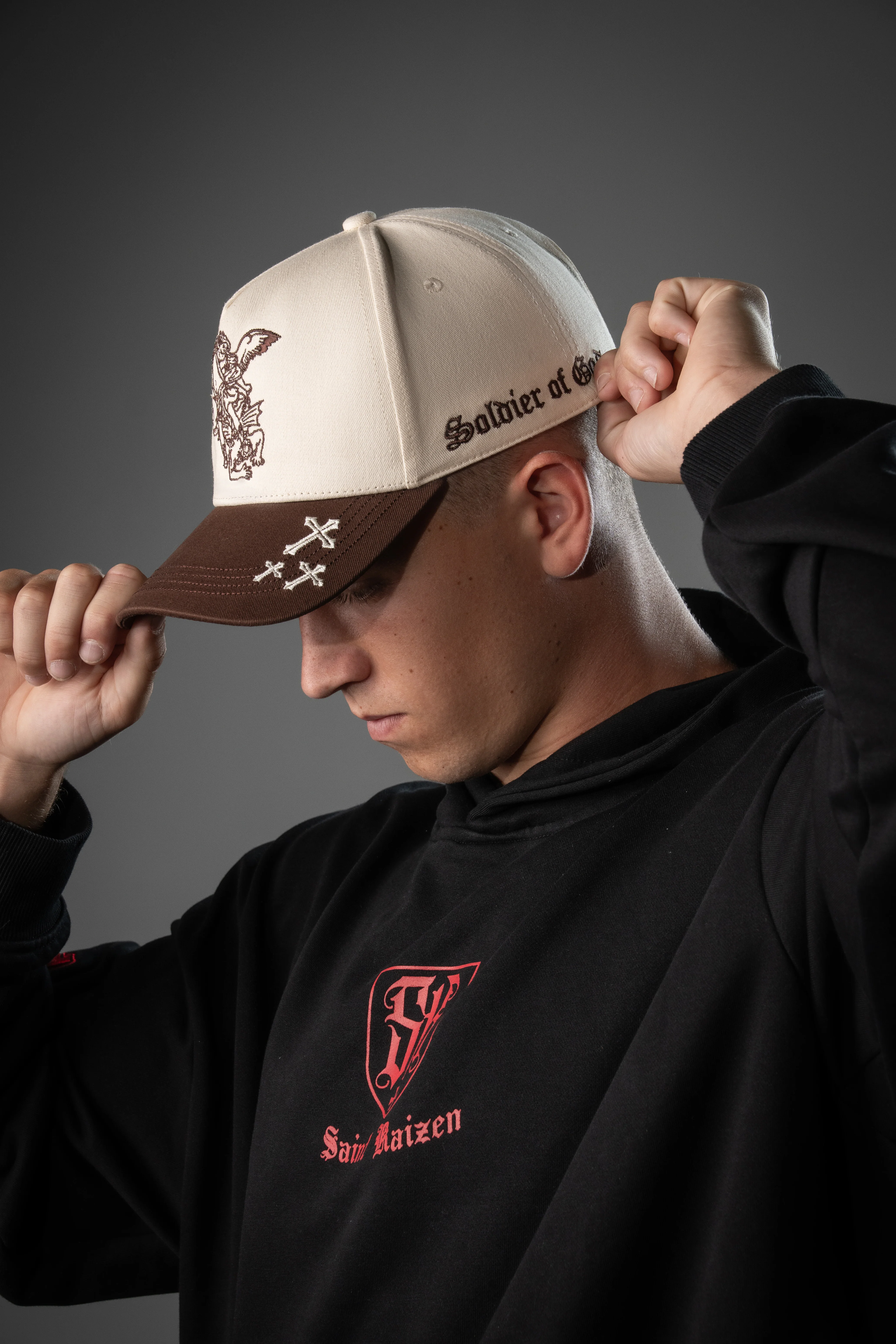 Archangel Michael Cap - Brown and Beige - Image 5