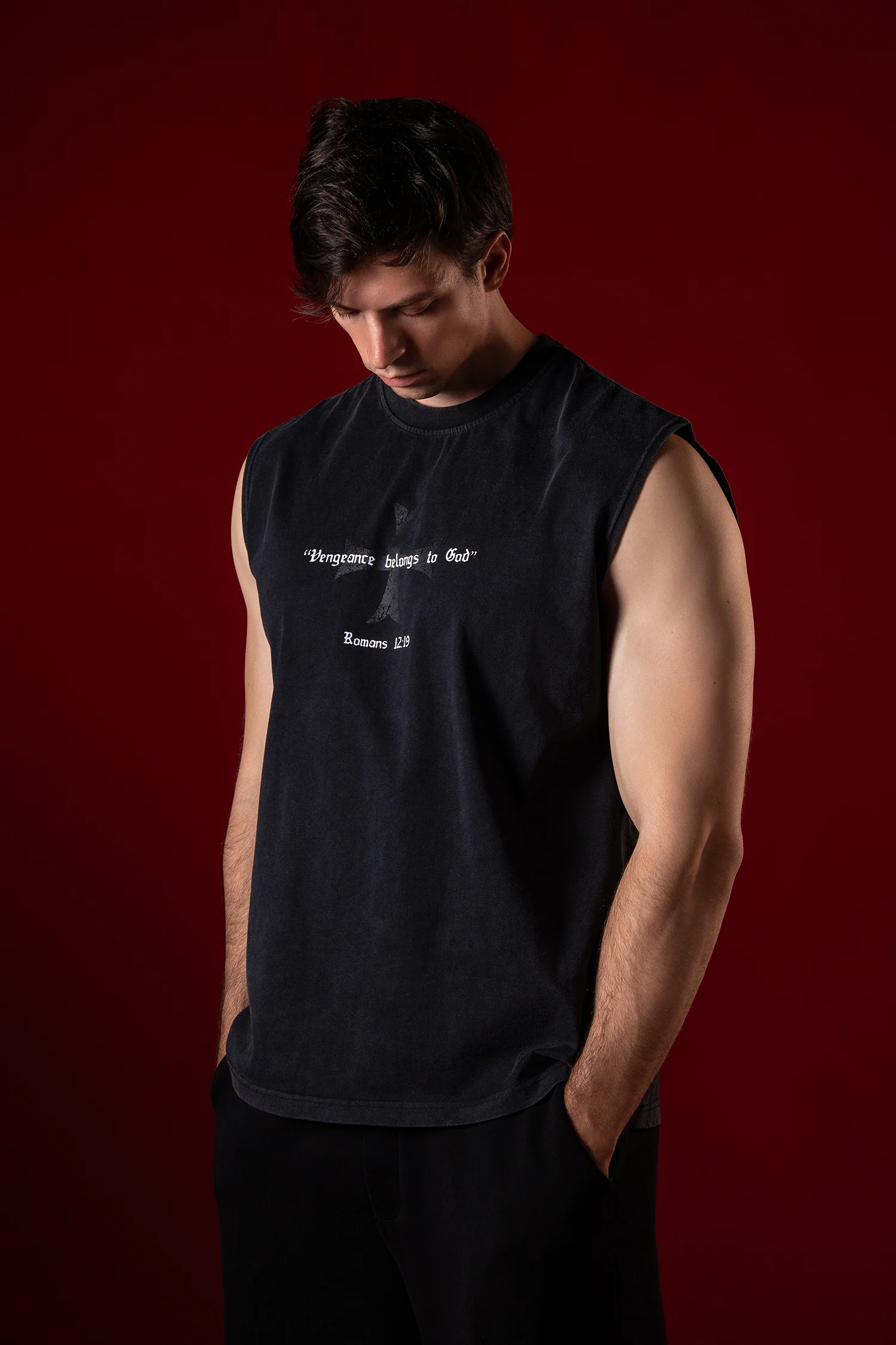 Vengeance Belongs to God Cut Off Tee - Image 4