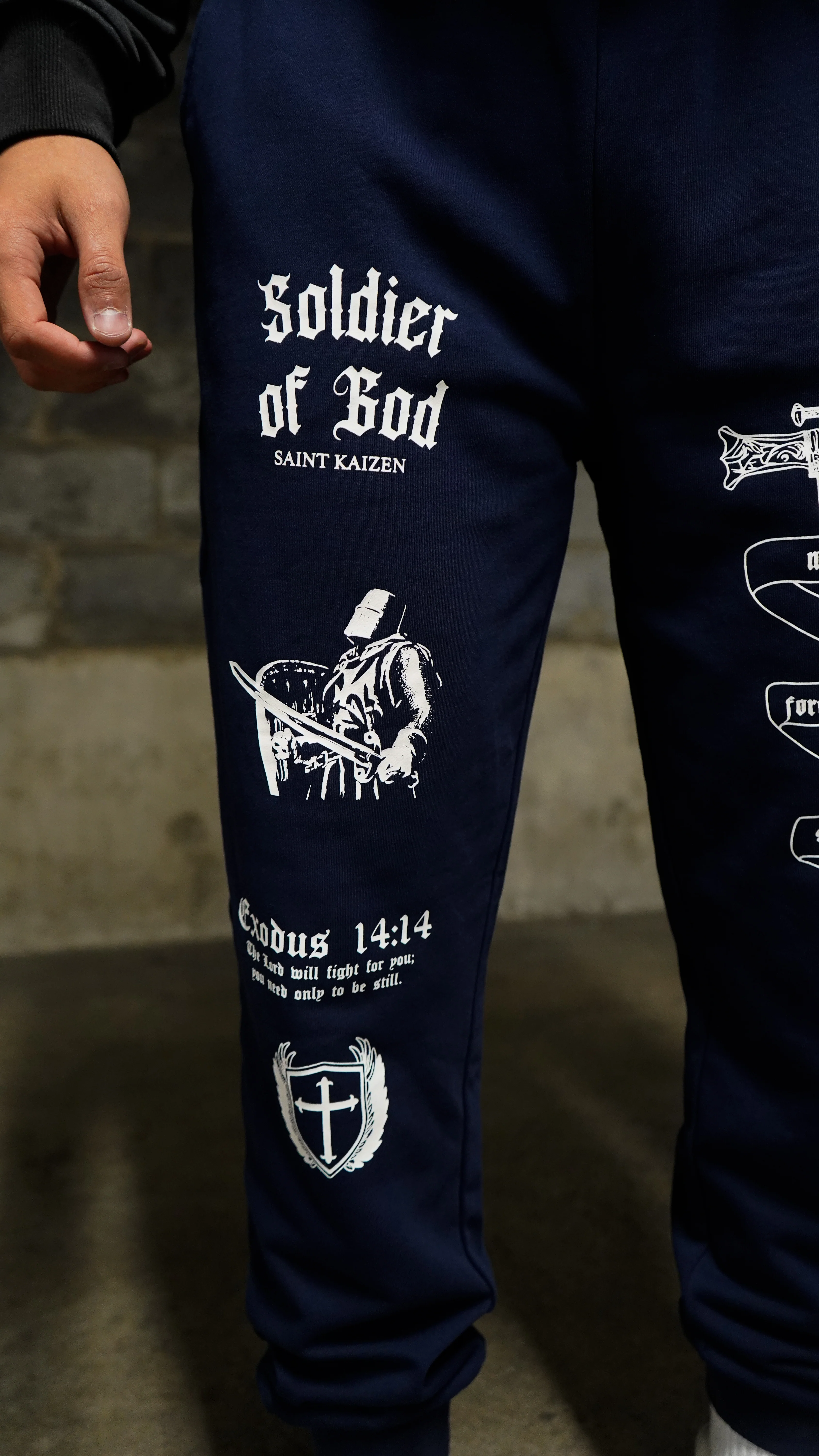 Soldier of God Joggers - Navy - Image 2